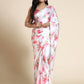 Rajwada White And Pink Satin Printed Saree With Unstitched Blouse For Women