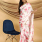 Rajwada White And Pink Satin Printed Saree With Unstitched Blouse For Women
