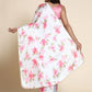 Rajwada White And Pink Satin Printed Saree With Unstitched Blouse For Women