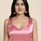 Rajwada White And Pink Satin Printed Saree With Unstitched Blouse For Women
