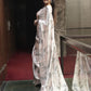 Rajwada Off White And Green Satin Printed Saree With Unstitched Blouse For Women