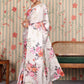 Rajwada White Satin Printed Saree With Unstitched Blouse For Women