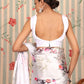 Rajwada White Satin Printed Saree With Unstitched Blouse For Women