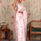 Rajwada Pink Satin Printed Saree With Unstitched Blouse For Women