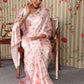 Rajwada Pink Satin Printed Saree With Unstitched Blouse For Women