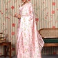 Rajwada Pink Satin Printed Saree With Unstitched Blouse For Women