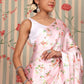 Rajwada Pink Satin Printed Saree With Unstitched Blouse For Women