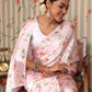 Rajwada Pink Satin Printed Saree With Unstitched Blouse For Women