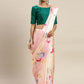 Rajwada Peach Satin Printed Saree With Unstitched Blouse For Women