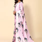 Rajwada Pink Satin Printed Saree With Unstitched Blouse For Women
