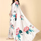 Rajwada White Satin Printed Saree With Unstitched Blouse For Women