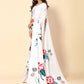 Rajwada White Satin Printed Saree With Unstitched Blouse For Women