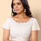 Rajwada White Satin Printed Saree With Unstitched Blouse For Women
