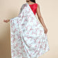 Rajwada White Satin Printed Saree With Unstitched Blouse For Women