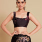 Rajwada Black Satin Printed Saree With Unstitched Blouse For Women