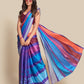 Rajwada Blue And Multicolor Satin Printed Saree With Unstitched Blouse For Women