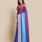 Rajwada Blue And Multicolor Satin Printed Saree With Unstitched Blouse For Women