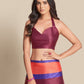 Rajwada Blue And Multicolor Satin Printed Saree With Unstitched Blouse For Women
