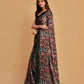 Rajwada Black And Brown Satin Printed Saree With Unstitched Blouse For Women