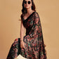 Rajwada Black And Brown Satin Printed Saree With Unstitched Blouse For Women