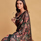 Rajwada Black And Brown Satin Printed Saree With Unstitched Blouse For Women