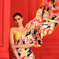 Rajwada Yellow And Multicolor Satin Printed Saree With Unstitched Blouse For Women