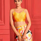 Rajwada Yellow And Multicolor Satin Printed Saree With Unstitched Blouse For Women
