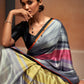 Rajwada Multicolor Satin Printed Saree With Unstitched Blouse For Women