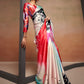 Rajwada Multicolor Satin Printed Saree With Unstitched Blouse For Women