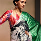 Rajwada Multicolor Satin Printed Saree With Unstitched Blouse For Women