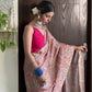 Rajwada Peach Satin Printed Saree With Unstitched Blouse For Women