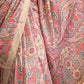 Rajwada Peach Satin Printed Saree With Unstitched Blouse For Women