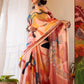 Rajwada Multicolor Satin Printed Saree With Unstitched Blouse For Women