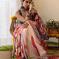 Rajwada Multicolor Satin Printed Saree With Unstitched Blouse For Women
