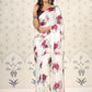Rajwada White Satin Printed Saree With Unstitched Blouse For Women