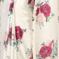 Rajwada White Satin Printed Saree With Unstitched Blouse For Women