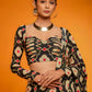 Rajwada Black And Beige Satin Printed Saree With Unstitched Blouse For Women