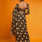 Rajwada Black And Beige Satin Printed Saree With Unstitched Blouse For Women