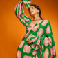 Rajwada Green And Pink Satin Printed Saree With Unstitched Blouse For Women