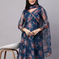 Rajwada Blue Organza Printed Stitched Kurta Set For Women