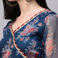 Rajwada Blue Organza Printed Stitched Kurta Set For Women
