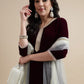 Rajwada Wine Velvet Embellished  Stitched Kurta Set For Women