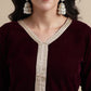 Rajwada Wine Velvet Embellished  Stitched Kurta Set For Women