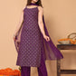 Rajwada Purple Rayon Printed Stitched Kurta Set For Women