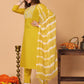 Rajwada Yellow Cotton Blend Embroidered Stitched Kurta set For Women