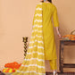Rajwada Yellow Cotton Blend Embroidered Stitched Kurta set For Women