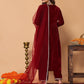 Rajwada Maroon Velvet Solid Stitched Kurta Set For Women