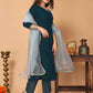 Rajwada Teal Velvet Solid Stitched Kurta Set For Women