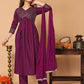 Rajwada Purple Silk Blend Embroidered Stitched Kurta set for Women