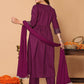 Rajwada Purple Silk Blend Embroidered Stitched Kurta set for Women
